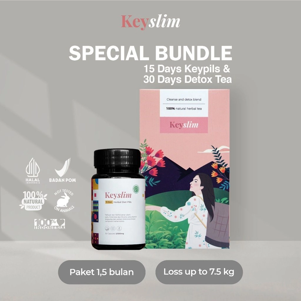 [Paket 1.5 Bulan] 30 Day Detox tea + 15 Day KEYPills by Fahira almira