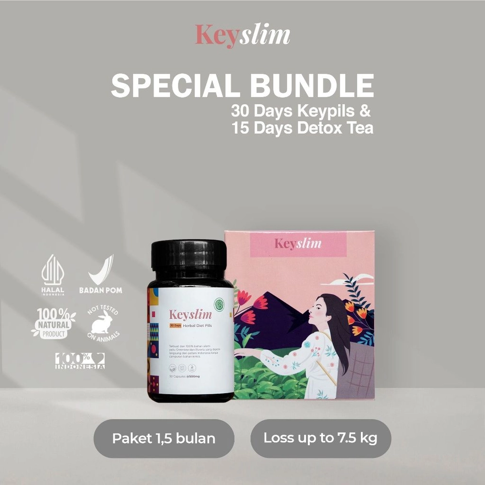 [Paket 1.5 Bulan] 15 Day Detox tea + 30 Day KEYPills by Fahira almira
